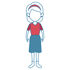 woman wearing a skirt and blouse icon over white background vector illustration