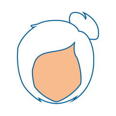 woman face icon over white background colorful design vector illustration