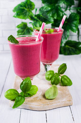 Beetroot smoothies in glass