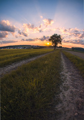 Straße zum Sonnenuntergang
