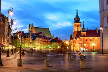 Panele Szklane  Warsaw's Old Town by night. Stare Miasto, Zamek Królewski w Warszawie