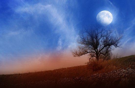 Full moon . Dramatic nature background . Moon sky and clouds . Beautiful clouds .   moon . sky of a decline    