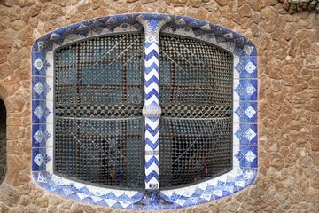 Obraz premium Detail of a Window of Gaudi's house at Parc Guell