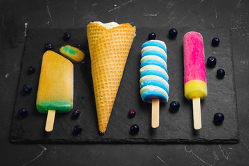 Summer ice cream assortment of fruit flavors
