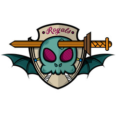 Royal Emblem Skull with sword and shield Illustration logo