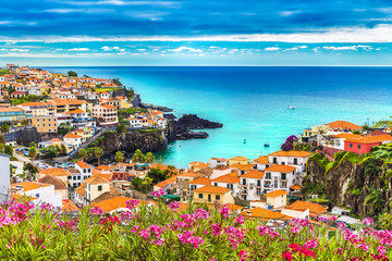 Panoramic view over Camara de Lobos, Madeira island, Portugal