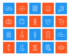 medicine, healthcare linear icons