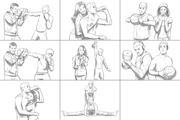 Portraits of sports people in a gym