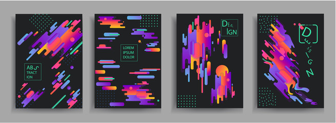 Abstract compositions from the rounded bands, futuristic and modern colors. Vector templates for posters, banners, flyers and presentations. Vector image