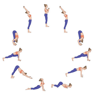 Sun Salutation. Surya Namaskara. Yoga Sequence.