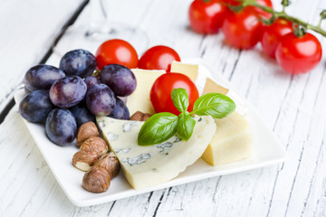 Small plate of cheese and fruit