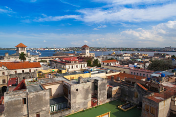 Fototapeta na wymiar Top view of the roofs and buildings,Havana,Cuba