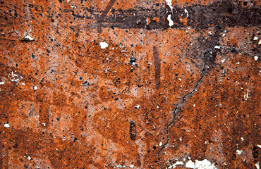 Old grunge spatter painted cement wall and Peeling texture background or Abstract hole on cracked plaster concrete. Vintage and retro for poster background. High quality. Close up