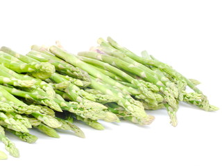 fresh green asparagus isolated on white background