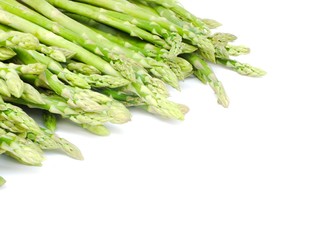 fresh green asparagus isolated on white background