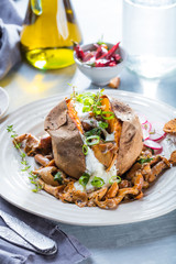 Süsskartoffel mit waldpilzen 