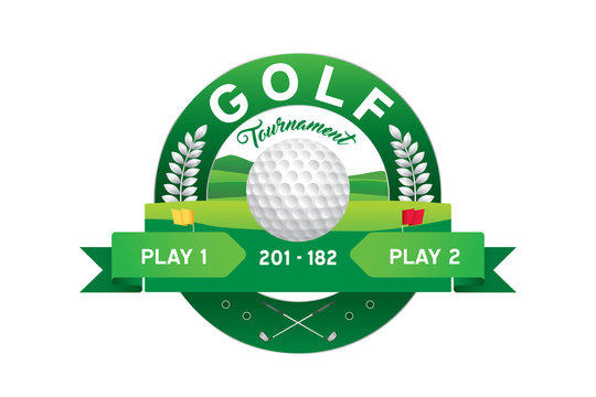 Vector of golf tournament with player and scoreboard.