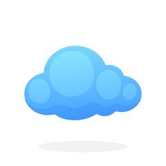Blue cloud isolated on white background. Vector illustration in flat style. Weather symbol 