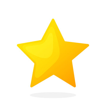 Gold star on white background. Vector illustration in flat style. Favorite symbol. Weather symbol
