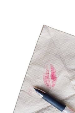 Blank kiss tissue with pen