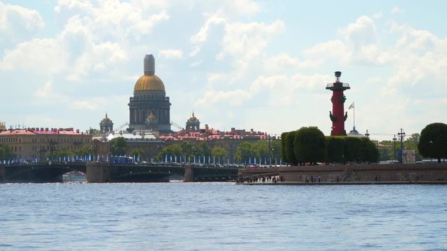St. Isaac's Cathedral, Rostral Column and the Palace Bridge in St. Petersburg.