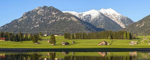 The Schmalsee  is a small lake at the foot of the Karwendel mountainrange in Bavaria, Germany