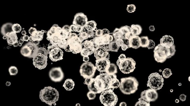 4k Abstract cells virus dust particles background.