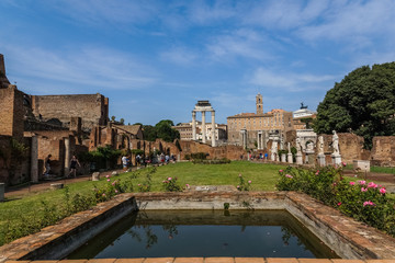 Fototapeta na wymiar Ruins of Forum Romanum in Rome, Italy