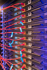 ethernet cable on network switches background