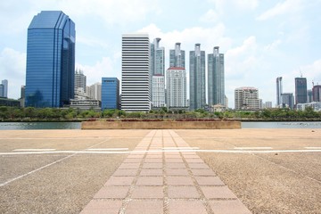 Bangkok city day view with main garden