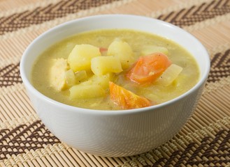 Bowl of Curry Stew with Potato and Tomato