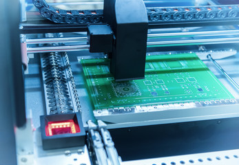 PCB Processing on CNC machine,Production of electronic components at high-tech factory