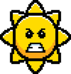Obraz premium Angry 8-Bit Cartoon Sun