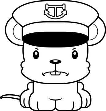 Cartoon Angry Boat Captain Mouse