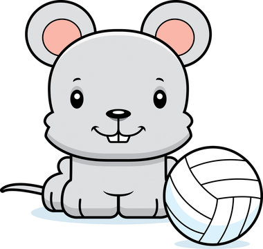 Cartoon Smiling Volleyball Player Mouse