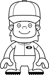 Cartoon Smiling Baseball Player Sasquatch