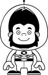 Cartoon Smiling Spaceman Gorilla