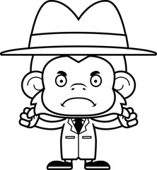 Cartoon Angry Detective Monkey