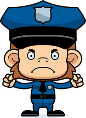 Cartoon Angry Police Officer Monkey