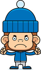 Cartoon Angry Winter Monkey