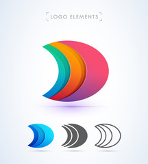 Vector origami letter D logo. Material design, Play button