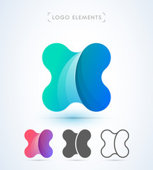 Vector origami letter X logo. Material design application icon