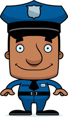 Cartoon Smiling Police Officer Man