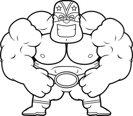 Cartoon Luchador Flexing
