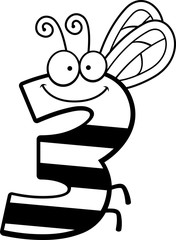 Cartoon Number Three Bug