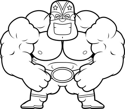 Cartoon Luchador Flexing