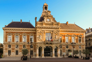 Fototapeta na wymiar The Town Hall of the XIX-th district , Paris, France