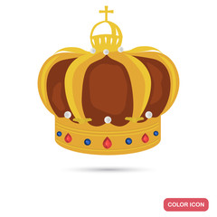 King crown color flat icon for web and mobile design