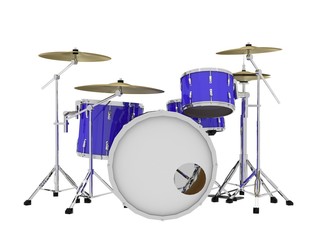 Obraz na płótnie Canvas isolated blue drums front view - 3d rendering