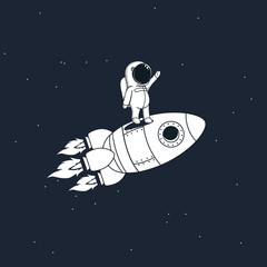 Sweet astronaut stays on rocket - 164383601